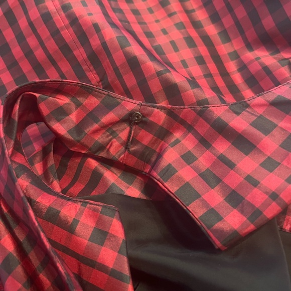 Talbots 100% Silk Black and Red Holiday Plaid Sheath Cocktail Dress Size 16 - Picture 6 of 8